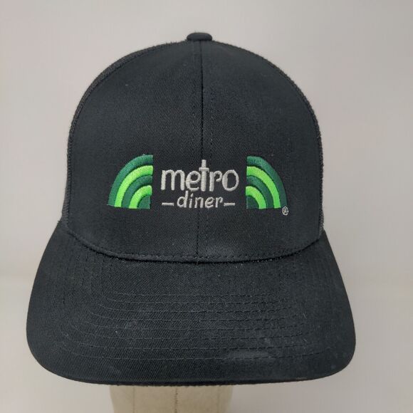 Pacific Headwear Men's Snapback Mesh Back Hat Black Adjustable Metro Diner Logo - Picture 3 of 12